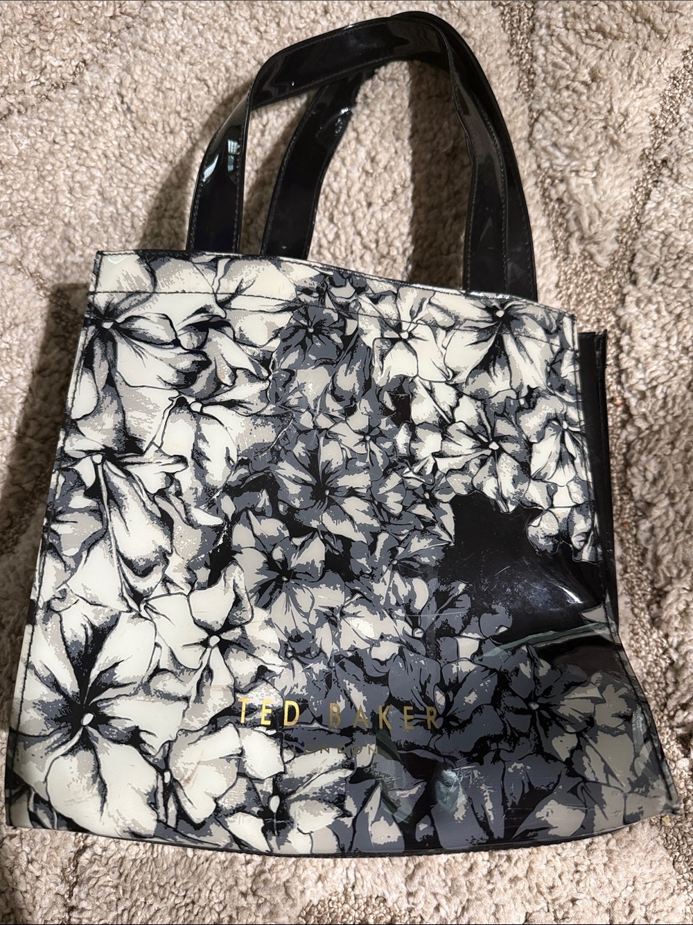 Ted Baker Black & White Floral Patent Tote